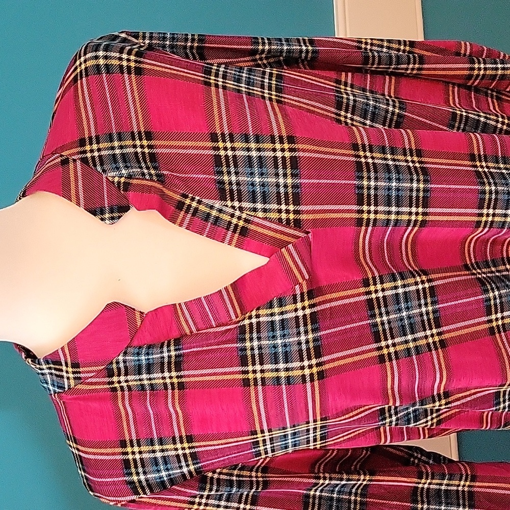 HM Pink Plaid Gabby Top Large